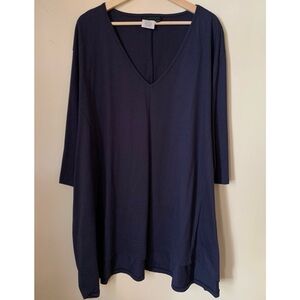 Ulla Popken • 36/38 • Navy 100% Cotton Short Sleeve V-Neck T Shirt Tee